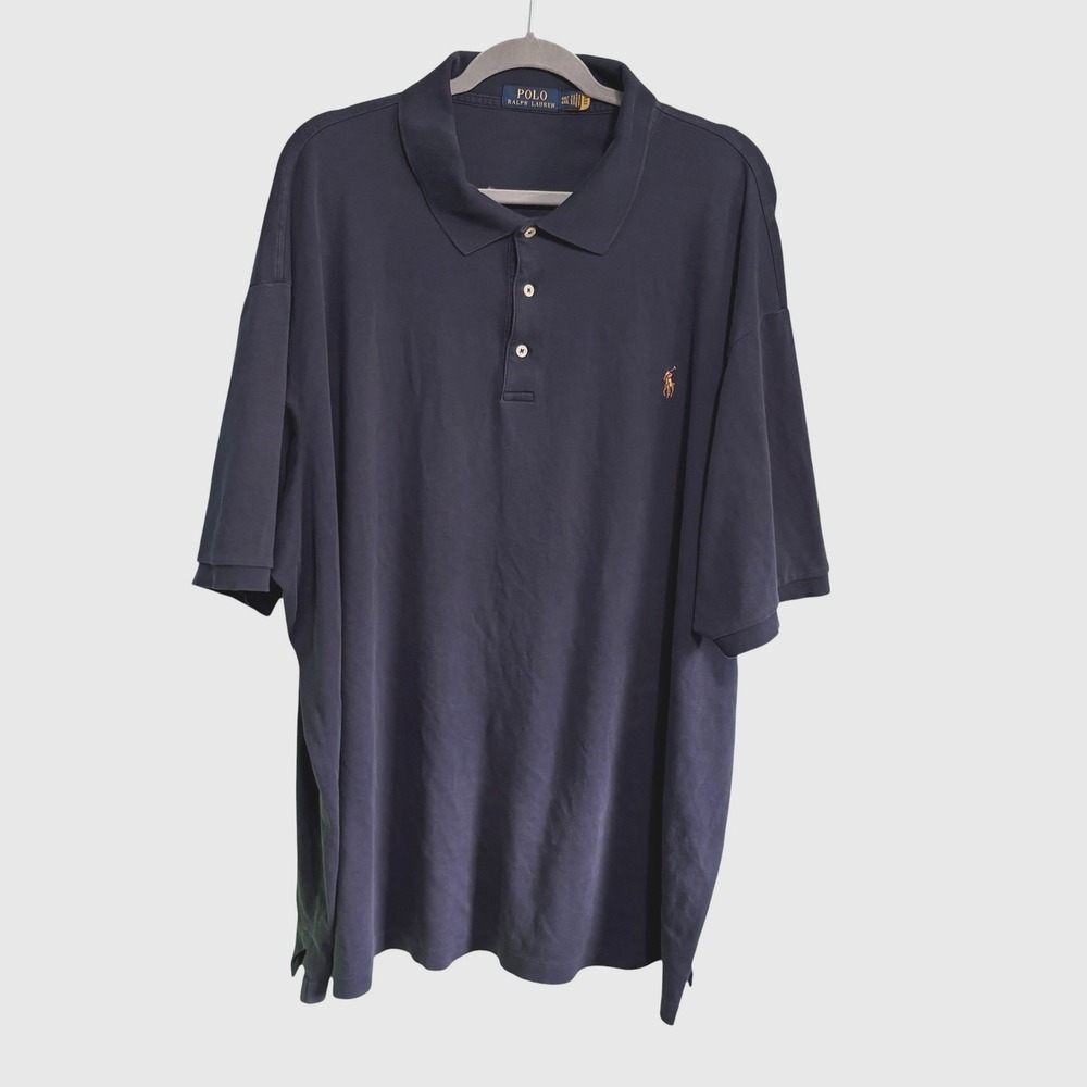 Polo Ralph Lauren Polo Shirt Mens 4XLT Navy Blue Short Sleeve Flesh Pony Logo - Picture 4 of 11